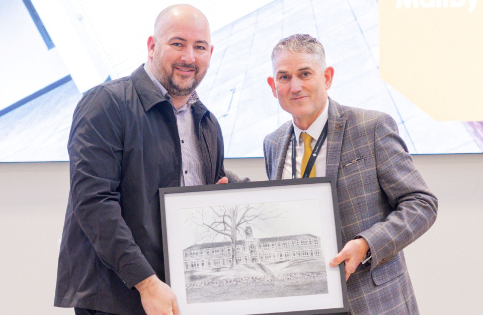 Drawing presented to celebrate Clegg Construction’s successful renovation of Maltby Grammar School